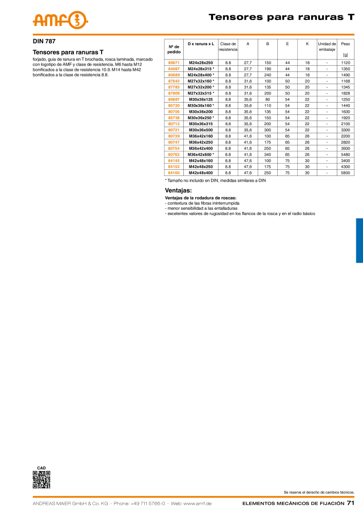 Catálogo AMF ELEMENTOS DE FIXAÇÃO MECÂNICA NR.: 20379 - Seite 71