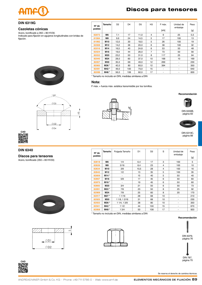 Catálogo AMF ELEMENTOS DE FIXAÇÃO MECÂNICA Nº: 20379 - Página 89