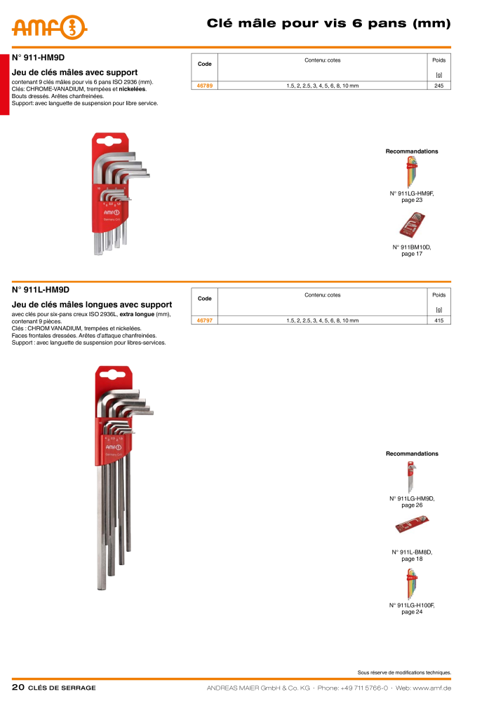 Catalogue AMF OUTILS A VISSER Nº: 20384 - Página 20