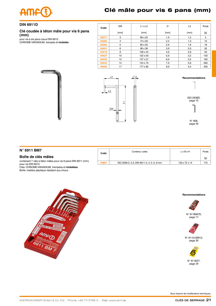 Catalogue AMF OUTILS A VISSER NR.: 20384 - Seite 21