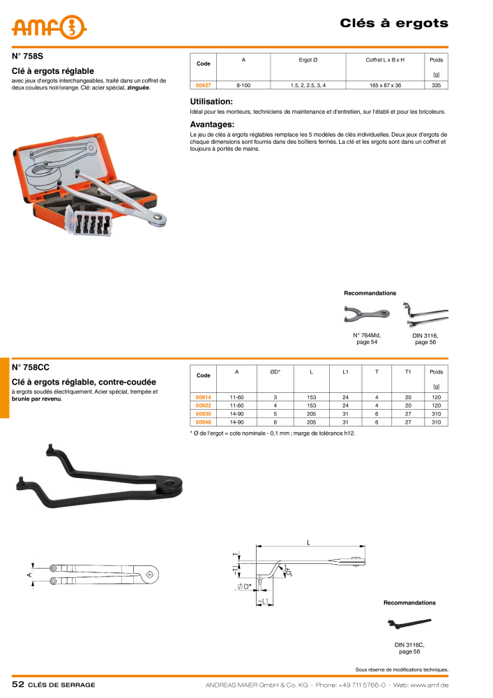 Catalogue AMF OUTILS A VISSER Nº: 20384 - Página 52