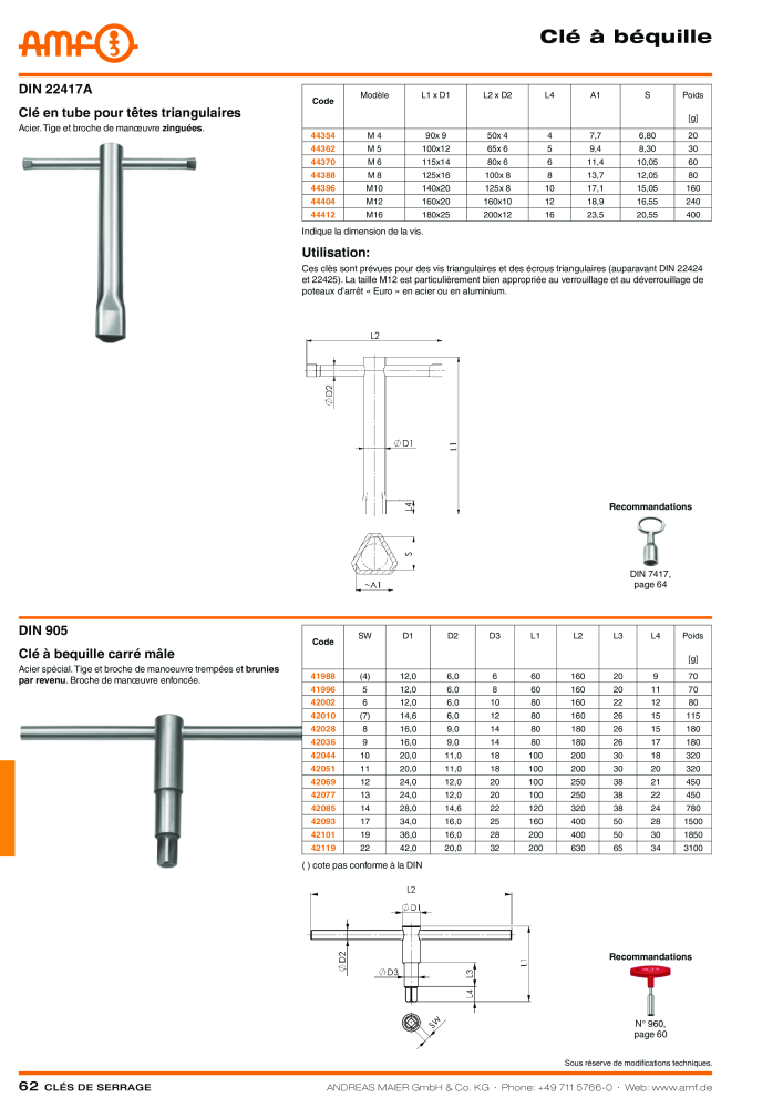 Catalogue AMF OUTILS A VISSER Nº: 20384 - Página 62