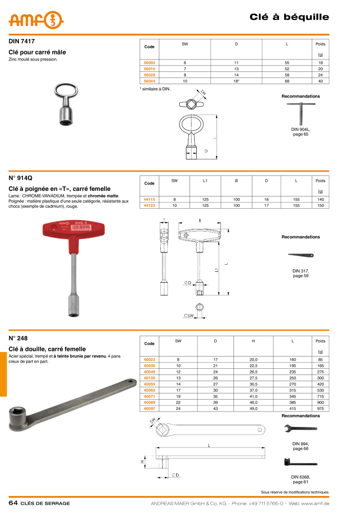 Catalogue AMF OUTILS A VISSER NR.: 20384 - Seite 64