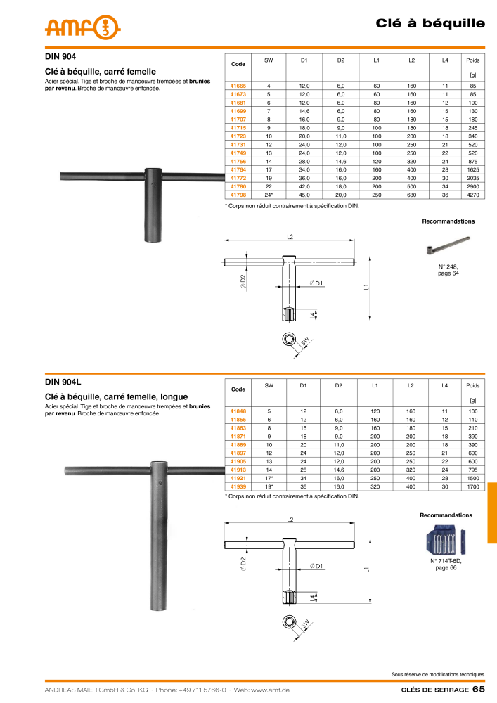 Catalogue AMF OUTILS A VISSER Nº: 20384 - Página 65