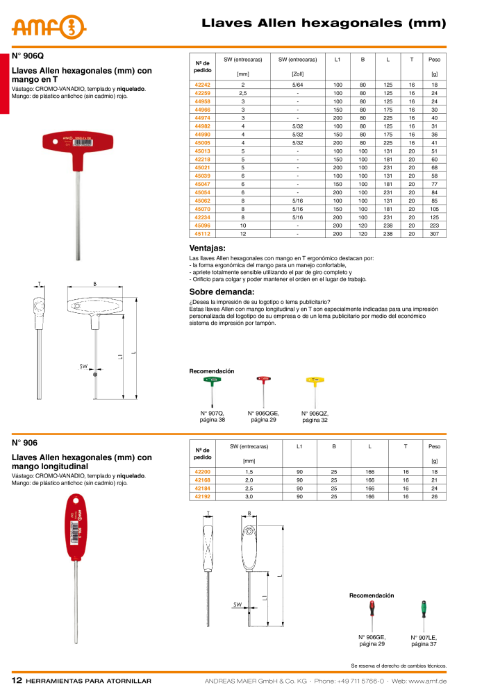 Catálogo AMF HERRAMIENTAS PARA TORNILLOS Nº: 20385 - Página 12