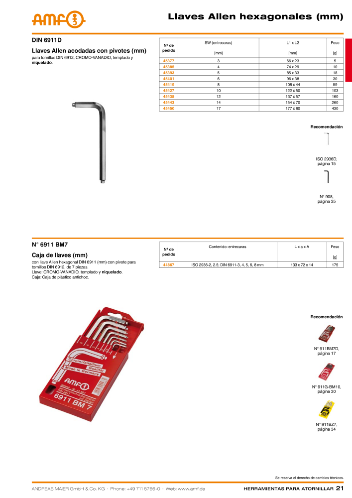 Catálogo AMF HERRAMIENTAS PARA TORNILLOS NO.: 20385 - Page 21