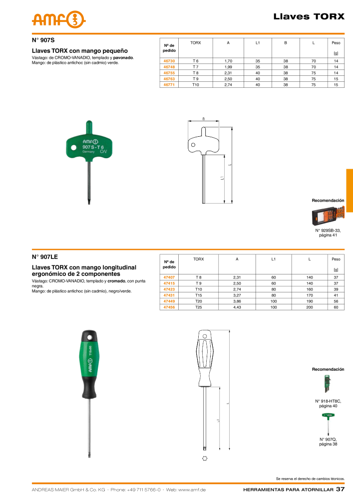 Catálogo AMF HERRAMIENTAS PARA TORNILLOS NO.: 20385 - Page 37