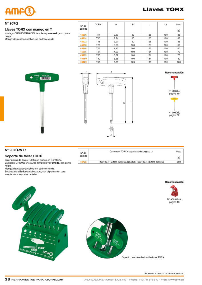 Catálogo AMF HERRAMIENTAS PARA TORNILLOS Nº: 20385 - Página 38