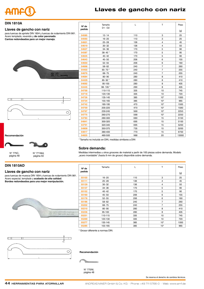 Catálogo AMF HERRAMIENTAS PARA TORNILLOS Nº: 20385 - Página 44