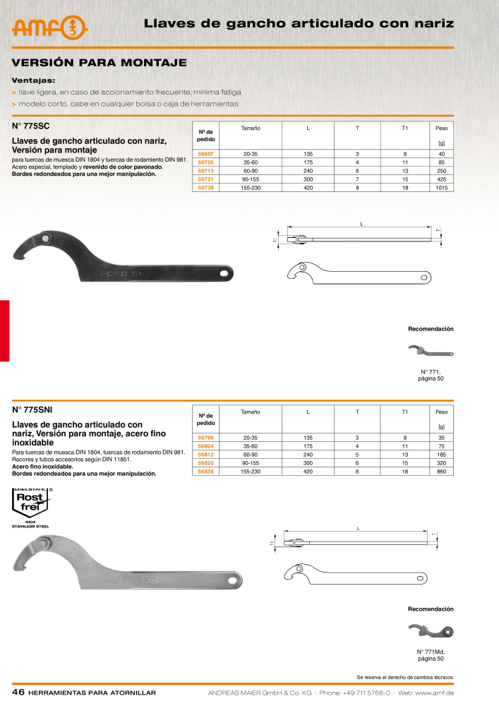 Catálogo AMF HERRAMIENTAS PARA TORNILLOS Nb. : 20385 - Page 46