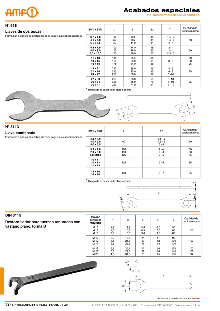 Catálogo AMF HERRAMIENTAS PARA TORNILLOS Nb. : 20385 - Page 70