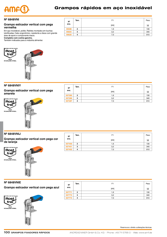 Catálogo AMF BRAÇOS RÁPIDOS MANUAL E PNEUMÁTICO NR.: 20388 - Seite 100