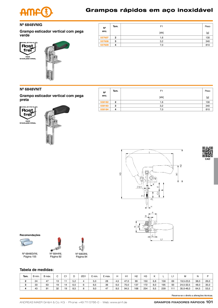 Catálogo AMF BRAÇOS RÁPIDOS MANUAL E PNEUMÁTICO Nb. : 20388 - Page 101