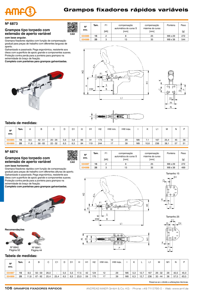 Catálogo AMF BRAÇOS RÁPIDOS MANUAL E PNEUMÁTICO NO.: 20388 - Page 106