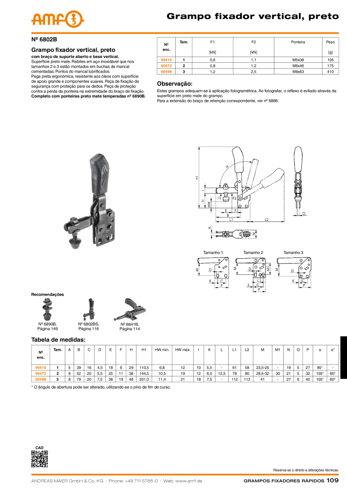 Catálogo AMF BRAÇOS RÁPIDOS MANUAL E PNEUMÁTICO NO.: 20388 - Page 109