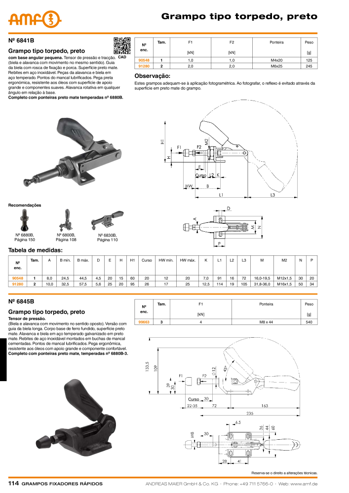 Catálogo AMF BRAÇOS RÁPIDOS MANUAL E PNEUMÁTICO Nb. : 20388 - Page 114