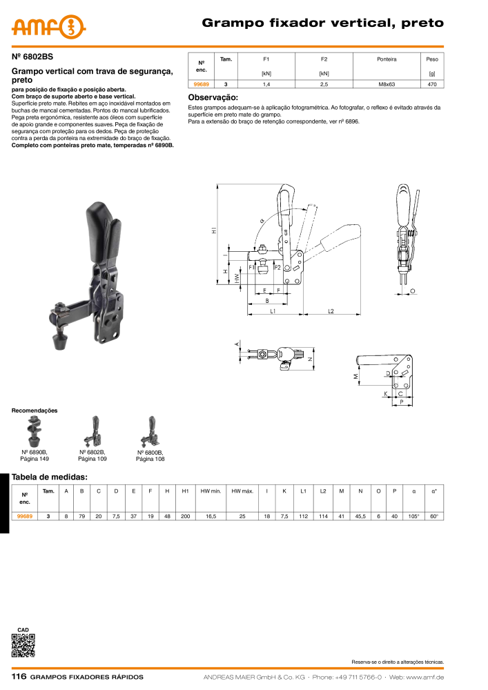 Catálogo AMF BRAÇOS RÁPIDOS MANUAL E PNEUMÁTICO Nº: 20388 - Página 116