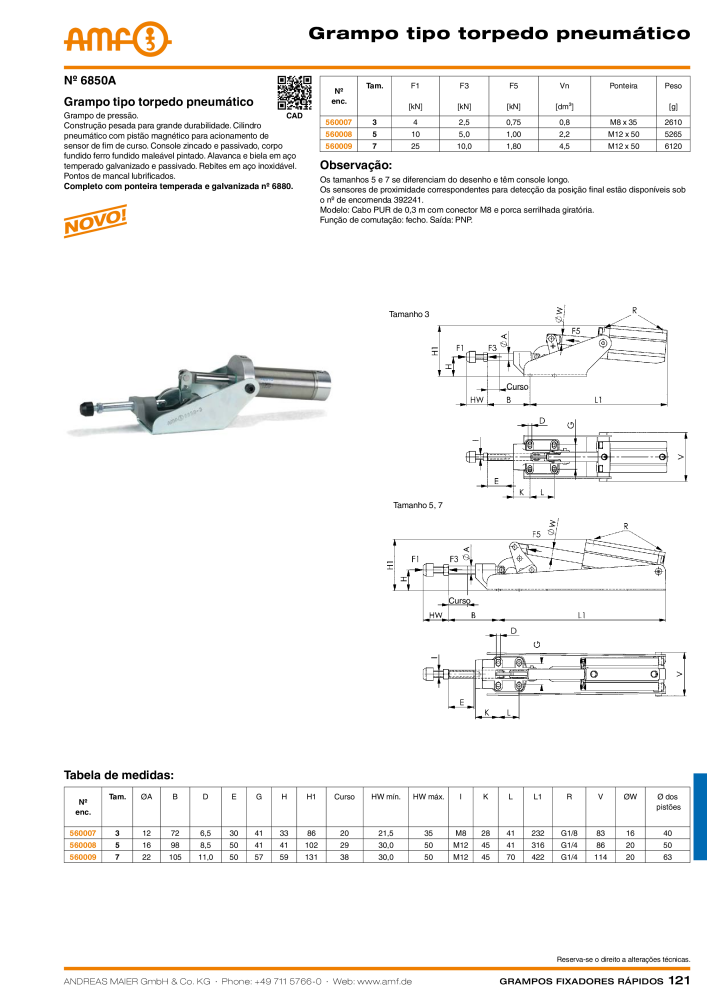 Catálogo AMF BRAÇOS RÁPIDOS MANUAL E PNEUMÁTICO Nº: 20388 - Página 121