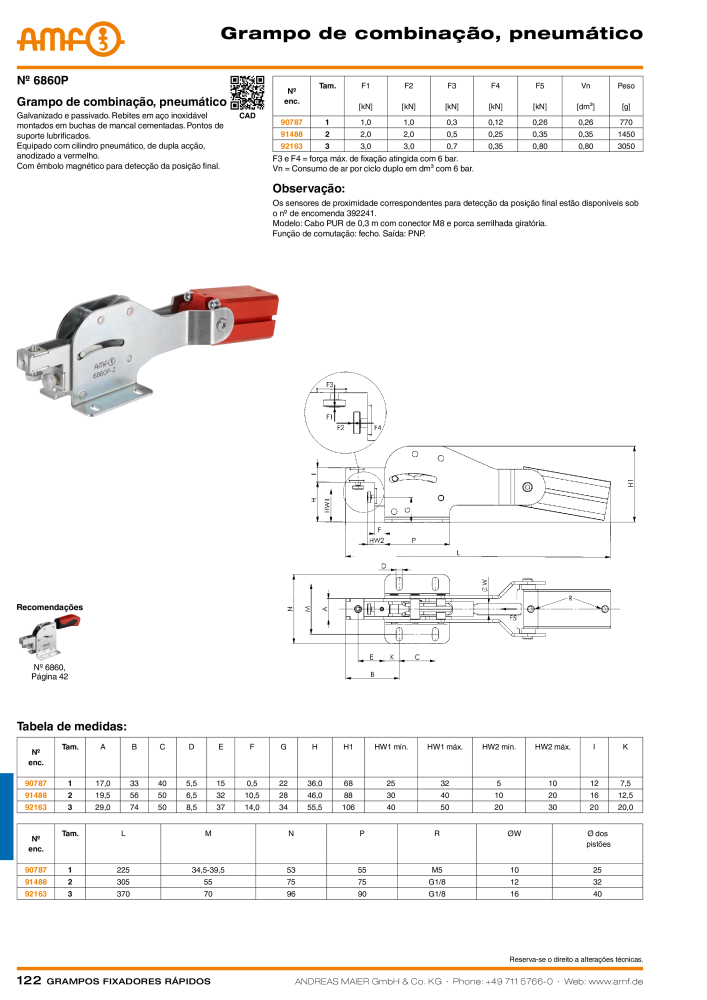 Catálogo AMF BRAÇOS RÁPIDOS MANUAL E PNEUMÁTICO Nb. : 20388 - Page 122