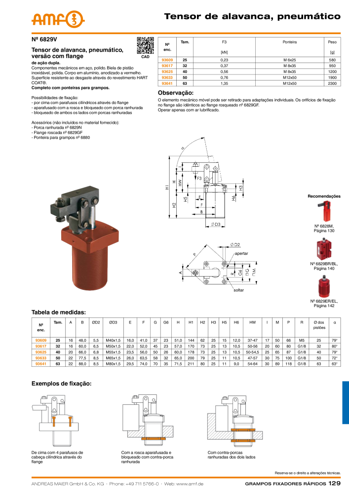 Catálogo AMF BRAÇOS RÁPIDOS MANUAL E PNEUMÁTICO Nº: 20388 - Página 129