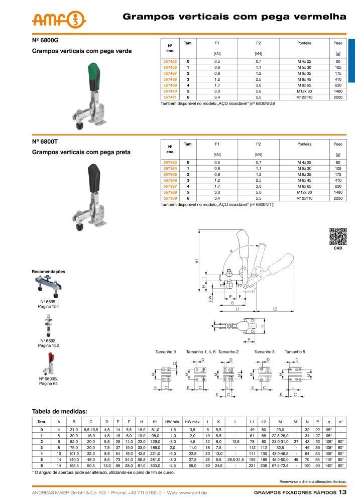 Catálogo AMF BRAÇOS RÁPIDOS MANUAL E PNEUMÁTICO Nb. : 20388 - Page 13