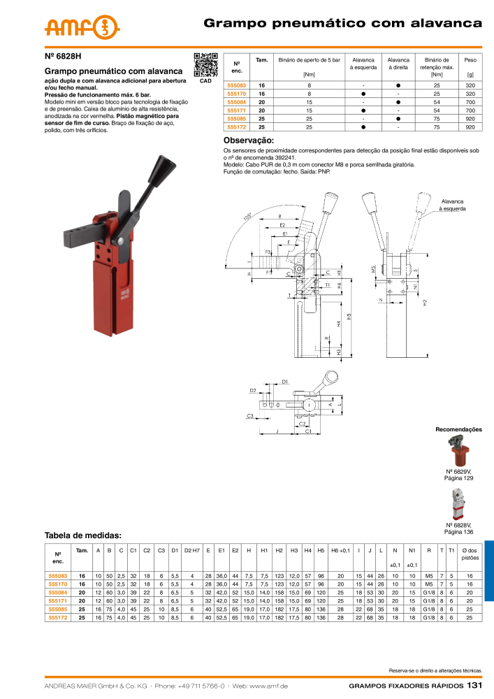 Catálogo AMF BRAÇOS RÁPIDOS MANUAL E PNEUMÁTICO NO.: 20388 - Page 131