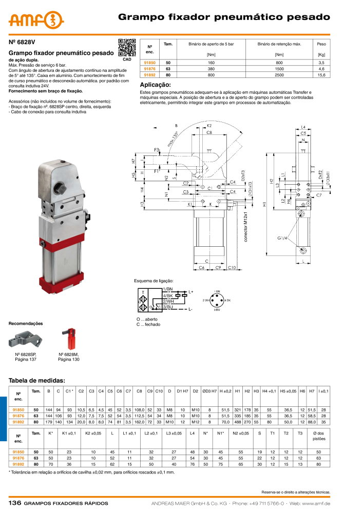 Catálogo AMF BRAÇOS RÁPIDOS MANUAL E PNEUMÁTICO Nb. : 20388 - Page 136