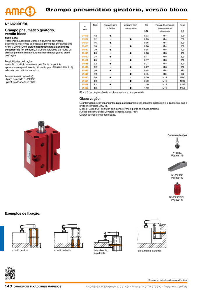 Catálogo AMF BRAÇOS RÁPIDOS MANUAL E PNEUMÁTICO Nº: 20388 - Página 140