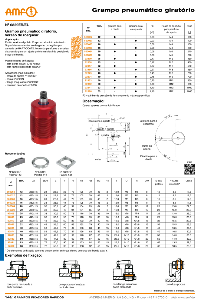 Catálogo AMF BRAÇOS RÁPIDOS MANUAL E PNEUMÁTICO Nº: 20388 - Página 142