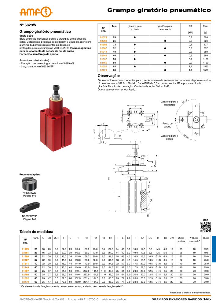 Catálogo AMF BRAÇOS RÁPIDOS MANUAL E PNEUMÁTICO Nb. : 20388 - Page 145
