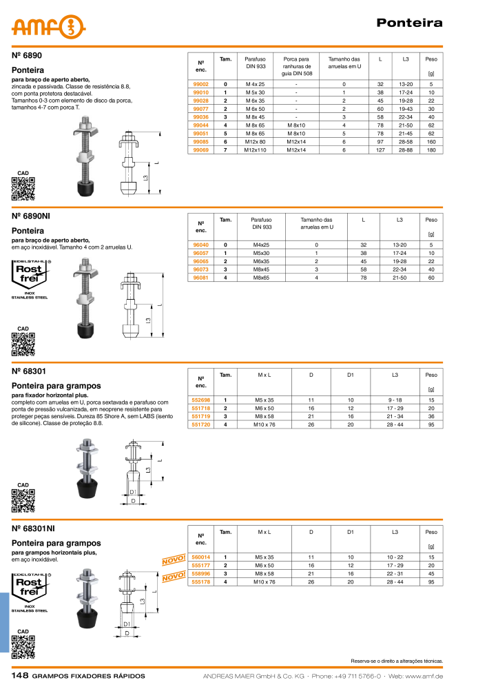 Catálogo AMF BRAÇOS RÁPIDOS MANUAL E PNEUMÁTICO NR.: 20388 - Seite 148