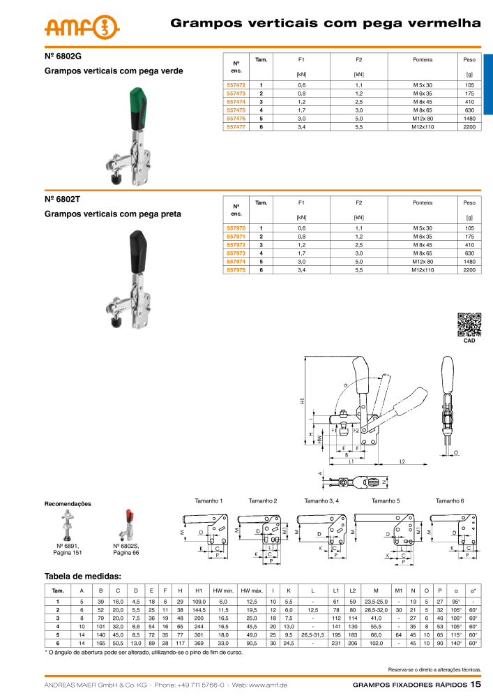 Catálogo AMF BRAÇOS RÁPIDOS MANUAL E PNEUMÁTICO Nb. : 20388 - Page 15