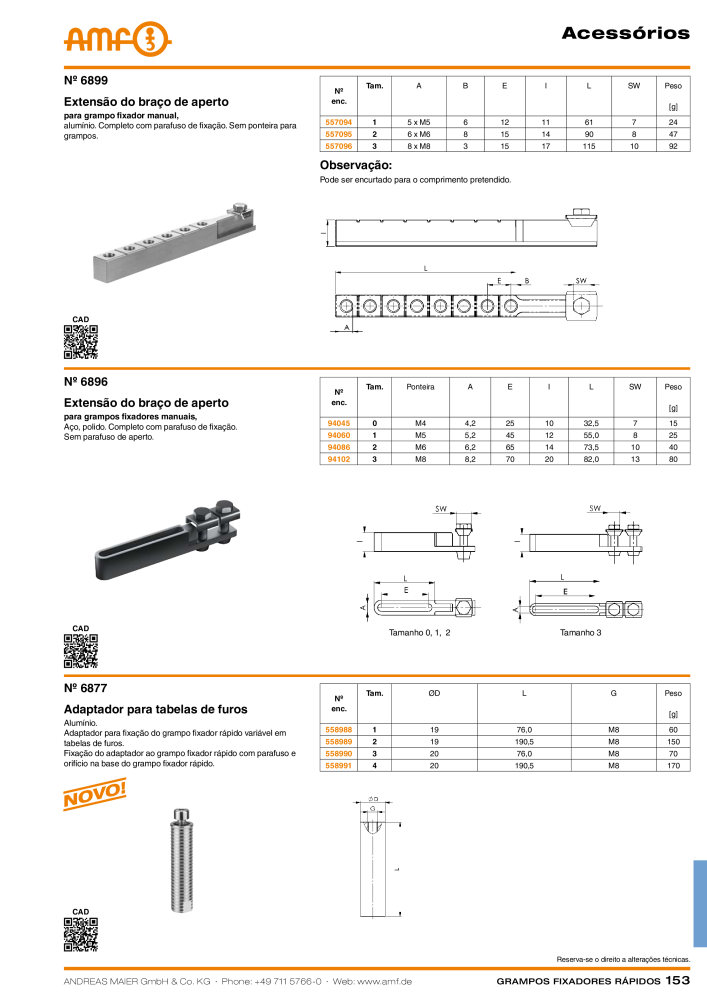 Catálogo AMF BRAÇOS RÁPIDOS MANUAL E PNEUMÁTICO NO.: 20388 - Page 153