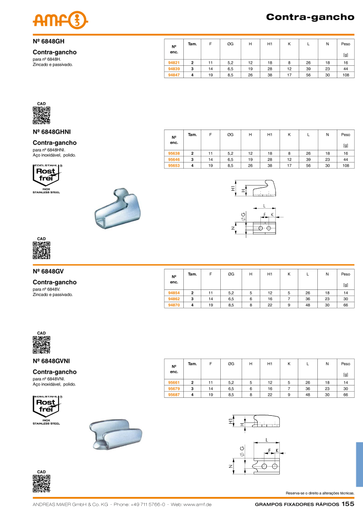 Catálogo AMF BRAÇOS RÁPIDOS MANUAL E PNEUMÁTICO Nb. : 20388 - Page 155