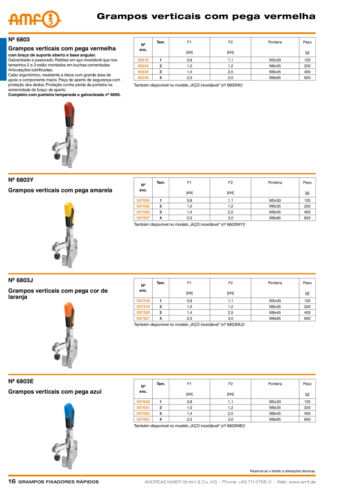 Catálogo AMF BRAÇOS RÁPIDOS MANUAL E PNEUMÁTICO NR.: 20388 - Seite 16