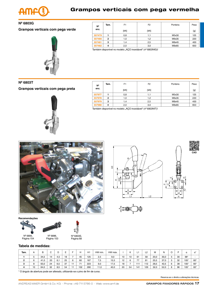 Catálogo AMF BRAÇOS RÁPIDOS MANUAL E PNEUMÁTICO Nº: 20388 - Página 17