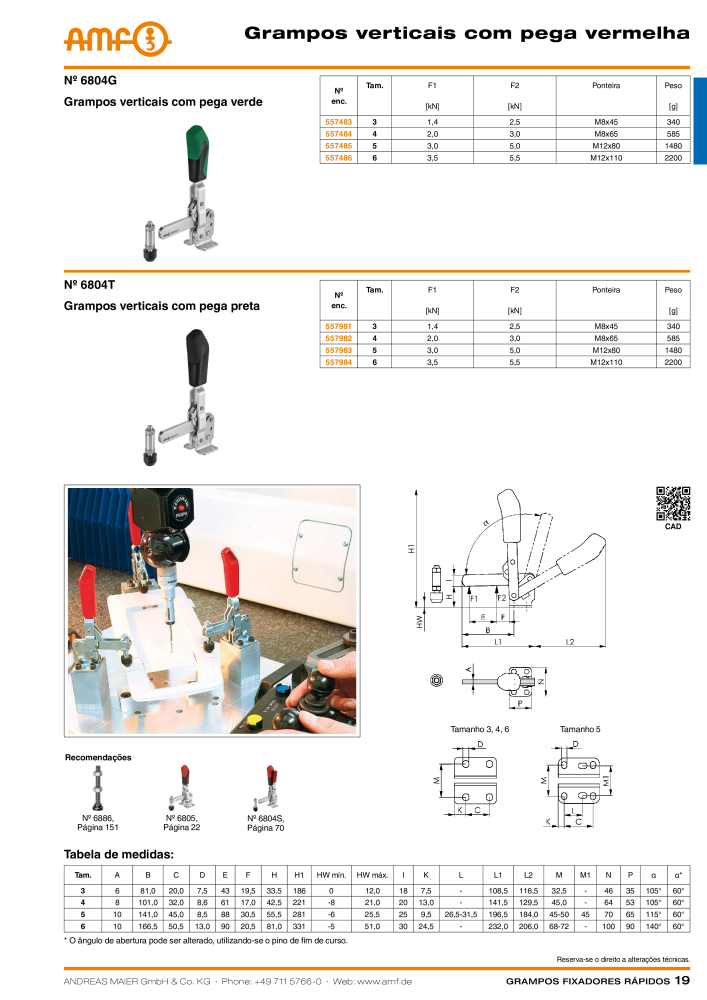 Catálogo AMF BRAÇOS RÁPIDOS MANUAL E PNEUMÁTICO Nb. : 20388 - Page 19