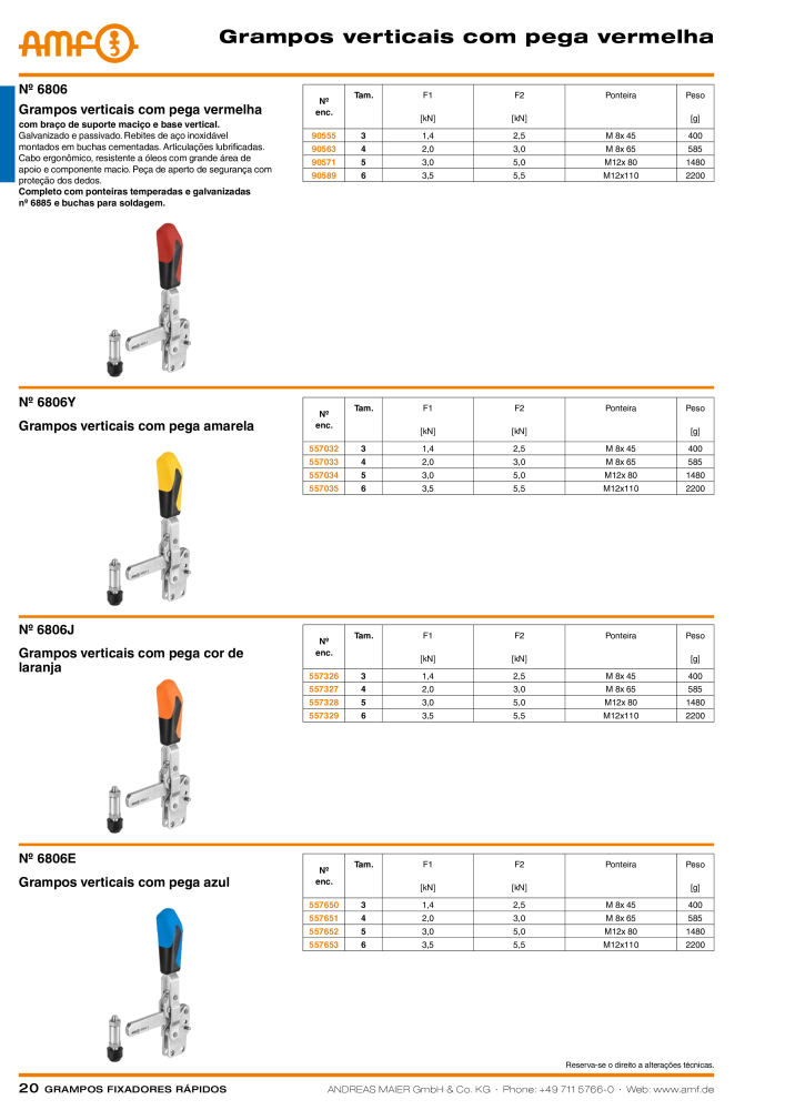 Catálogo AMF BRAÇOS RÁPIDOS MANUAL E PNEUMÁTICO Nb. : 20388 - Page 20