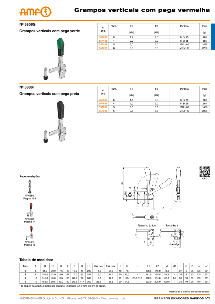 Catálogo AMF BRAÇOS RÁPIDOS MANUAL E PNEUMÁTICO NO.: 20388 - Page 21