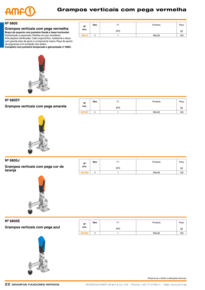 Catálogo AMF BRAÇOS RÁPIDOS MANUAL E PNEUMÁTICO Nº: 20388 - Página 22