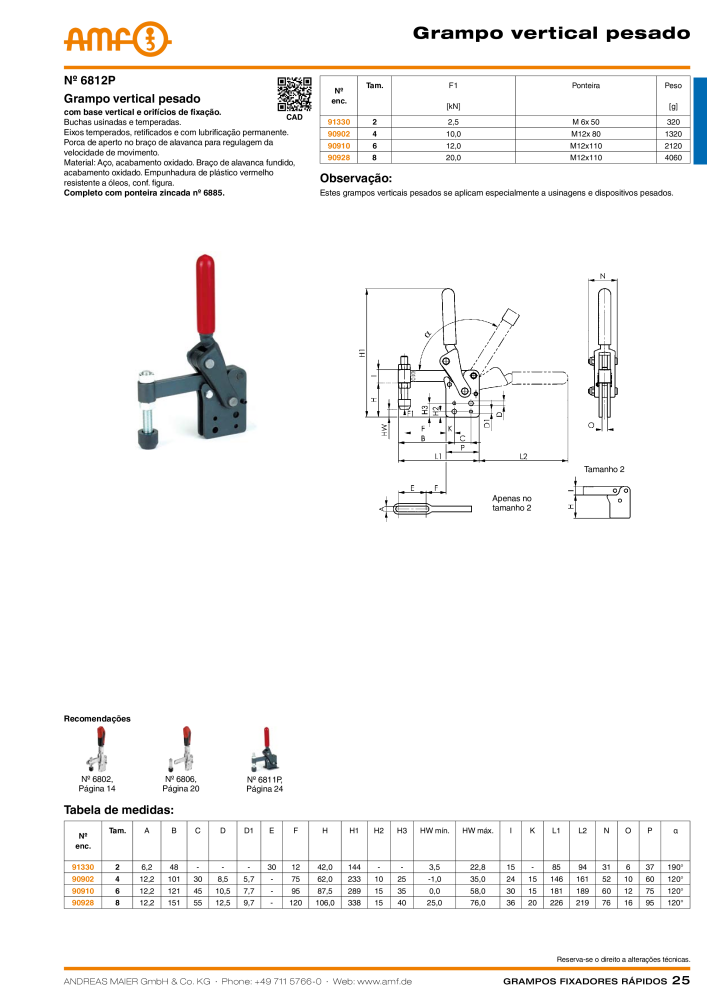 Catálogo AMF BRAÇOS RÁPIDOS MANUAL E PNEUMÁTICO Nº: 20388 - Página 25