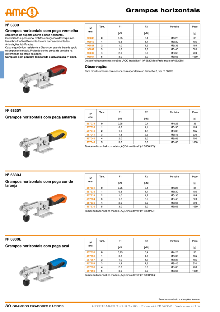 Catálogo AMF BRAÇOS RÁPIDOS MANUAL E PNEUMÁTICO Nb. : 20388 - Page 30