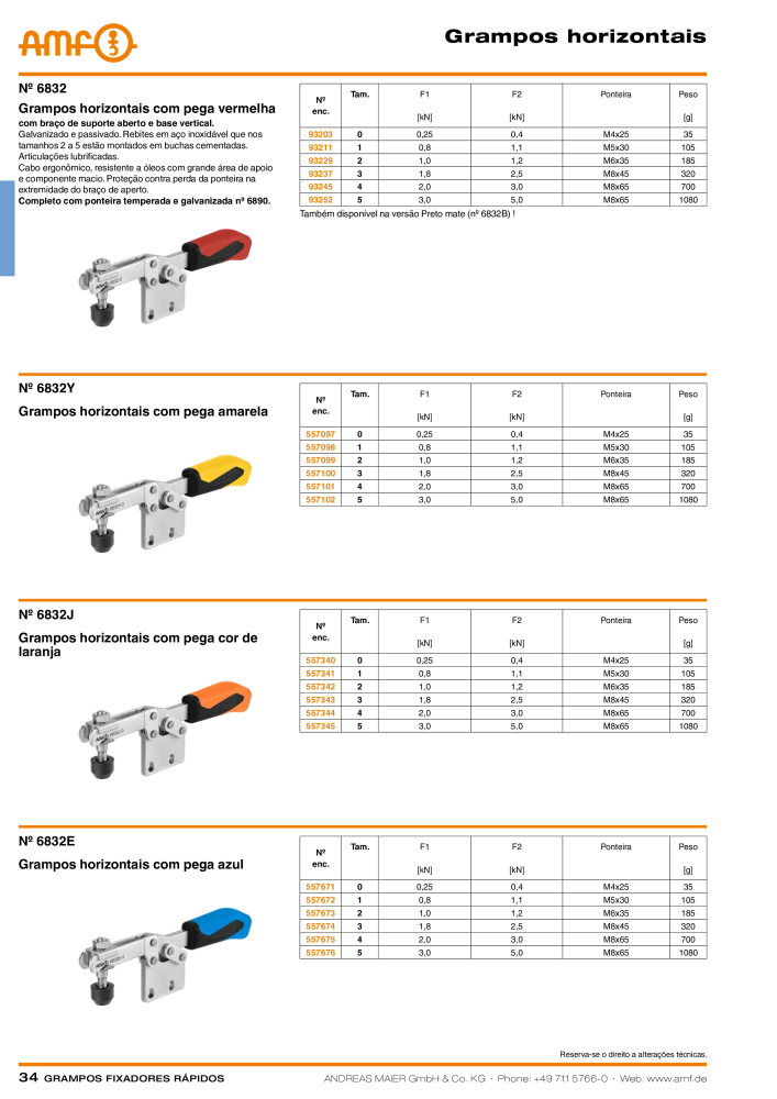 Catálogo AMF BRAÇOS RÁPIDOS MANUAL E PNEUMÁTICO Nº: 20388 - Página 34