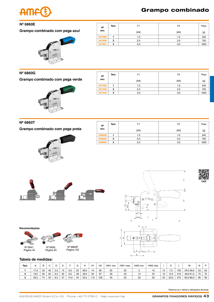 Catálogo AMF BRAÇOS RÁPIDOS MANUAL E PNEUMÁTICO NO.: 20388 - Page 43