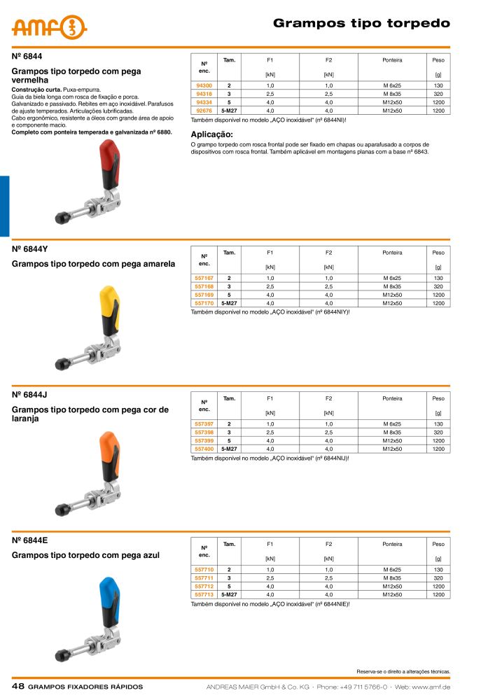 Catálogo AMF BRAÇOS RÁPIDOS MANUAL E PNEUMÁTICO NR.: 20388 - Seite 48