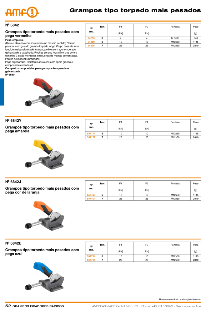 Catálogo AMF BRAÇOS RÁPIDOS MANUAL E PNEUMÁTICO NR.: 20388 - Seite 52