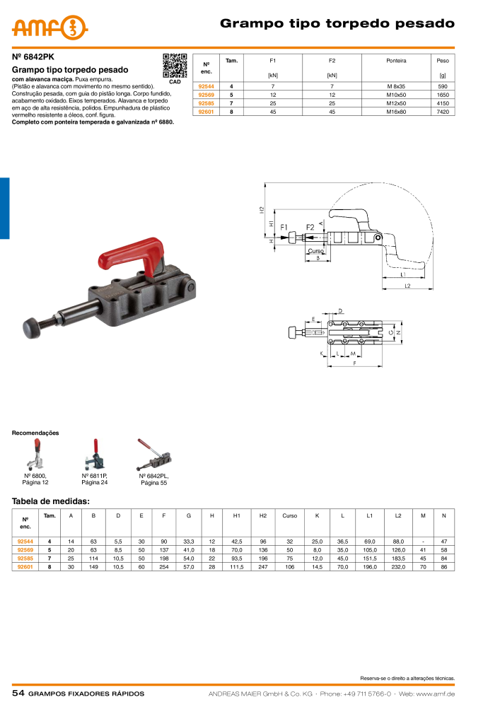 Catálogo AMF BRAÇOS RÁPIDOS MANUAL E PNEUMÁTICO Nb. : 20388 - Page 54