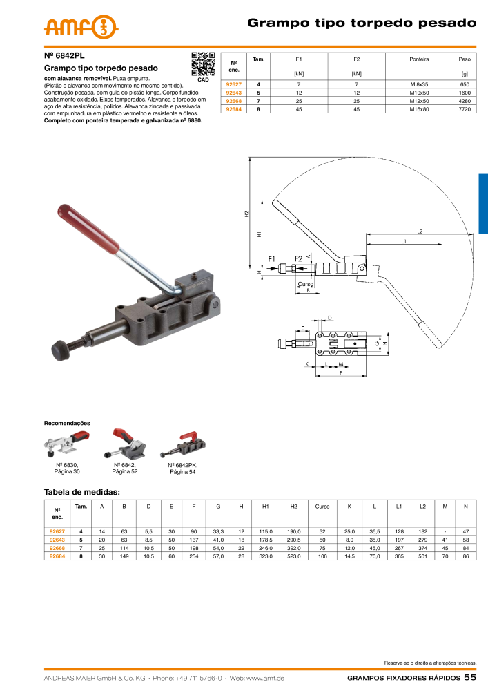 Catálogo AMF BRAÇOS RÁPIDOS MANUAL E PNEUMÁTICO NO.: 20388 - Page 55