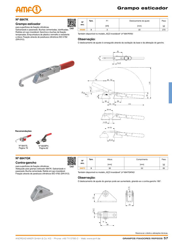 Catálogo AMF BRAÇOS RÁPIDOS MANUAL E PNEUMÁTICO Nº: 20388 - Página 57