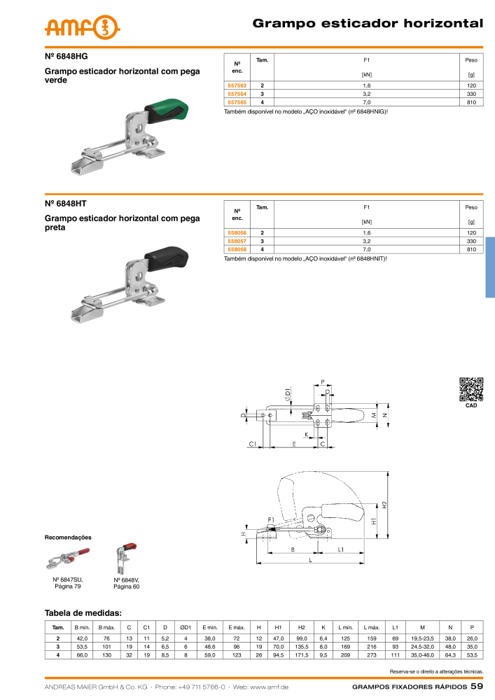 Catálogo AMF BRAÇOS RÁPIDOS MANUAL E PNEUMÁTICO NO.: 20388 - Page 59